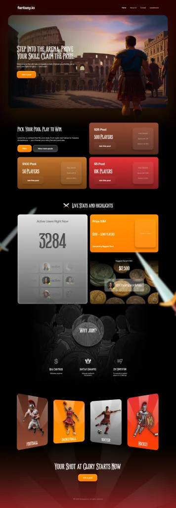 Fantasy.io — Competitive Sports Fantasy Pools & Live Statistics Platform